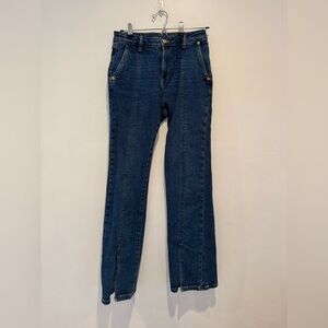 Michael Kors Front Slit Hem Straight Flare Denim Jeans Size Small